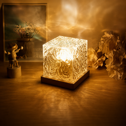 Dynamic Rotating Water Ripple Projector Night Light 3/16 Colors Flame Crystal Lamp for Living Room Study Bedroom Rotating Light
