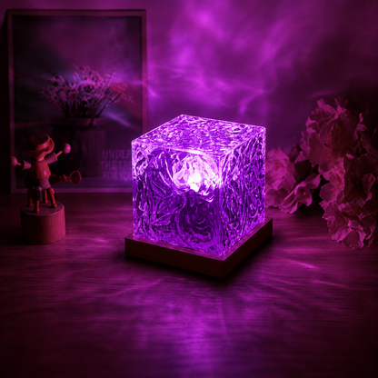 Dynamic Rotating Water Ripple Projector Night Light 3/16 Colors Flame Crystal Lamp for Living Room Study Bedroom Rotating Light
