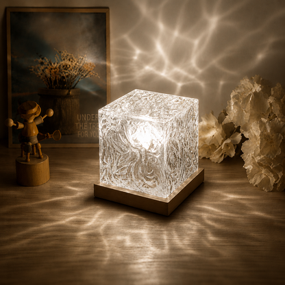 Dynamic Rotating Water Ripple Projector Night Light 3/16 Colors Flame Crystal Lamp for Living Room Study Bedroom Rotating Light