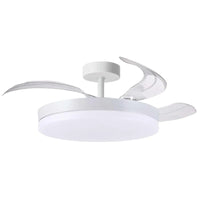 DUPI Ventilador de Techo con Luz | Motor DC Silencioso | Función Verano e Invierno | 6 Velocidades | Aspas Retráctiles | Blanco-Taupe