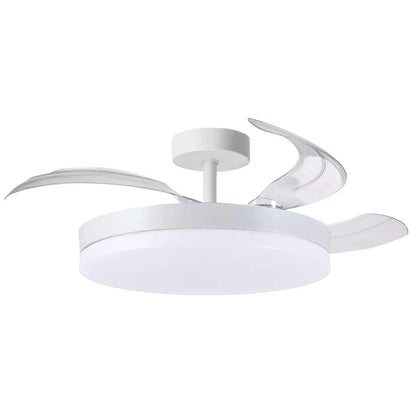 DUPI Ventilador de Techo con Luz | Motor DC Silencioso | Función Verano e Invierno | 6 Velocidades | Aspas Retráctiles | Blanco-Taupe