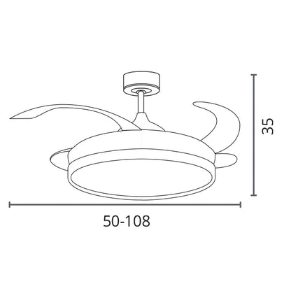 DUPI Ventilador de Techo con Luz | Motor DC Silencioso | Función Verano e Invierno | 6 Velocidades | Aspas Retráctiles | Blanco-Taupe